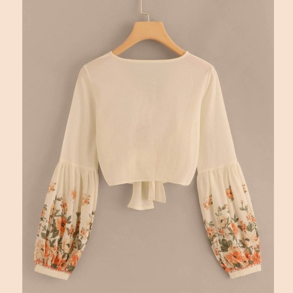 Floral Lightweight Tie Blouse - Picture 2 of 4